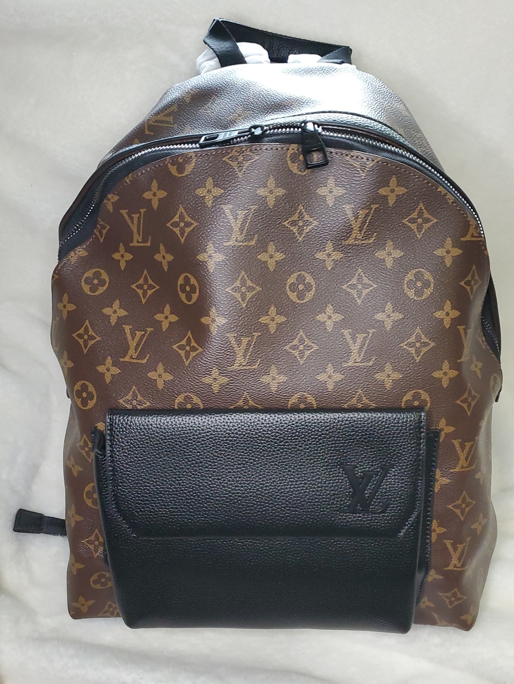 Lv Brown Monogram Backpack with Black Front Pouch